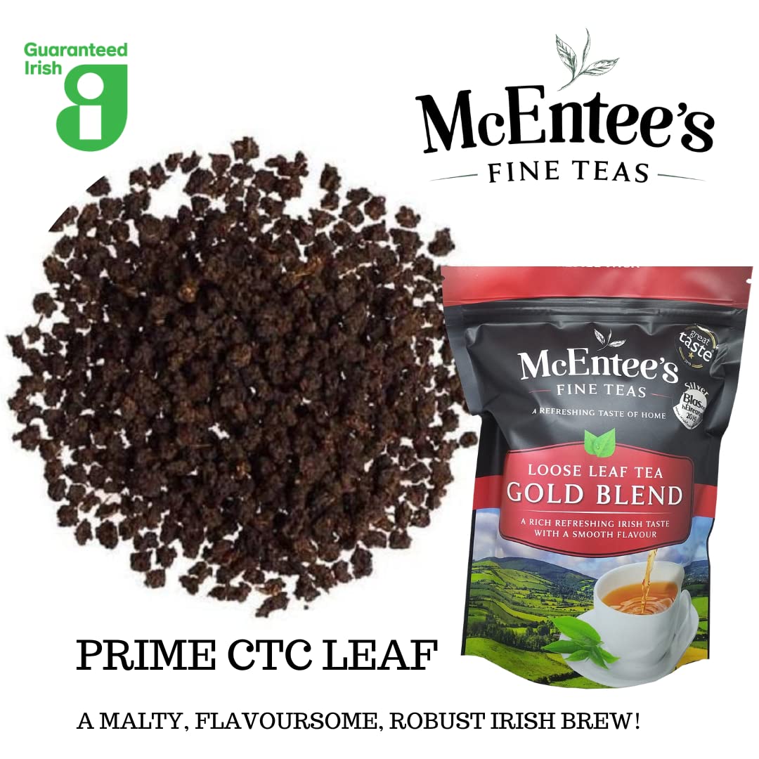 McEntee's Irish Loose Leaf Gold Blend - 250g Refill Bag - Expertly Blended in Ireland for That Perfect Cup of Traditional Assam & Kenyan Tea