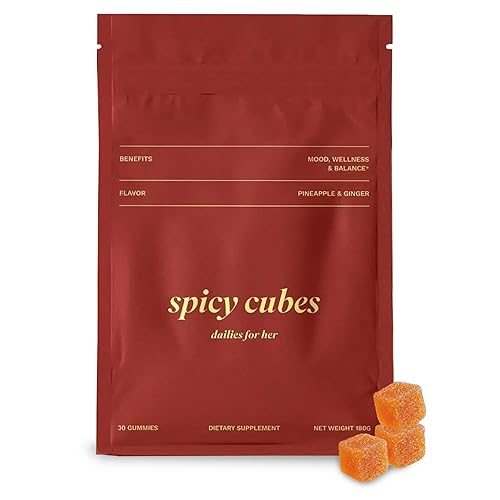 Spicy Cubes Dailies for Her - Feminine Balance Wellness Gummies with Saffron & Fenugreek - Natural Mood Support, Female Vitality & Energy - Tropical