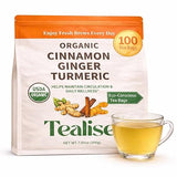 Organic Turmeric Ginger Cinnamon Herbal Tea Bags - Turmeric Ginger Herbal Tea - Caffeine Free Herbal Tea - 100 Plant-Based Tea Bags - USDA Organic