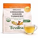 Organic Turmeric Ginger Cinnamon Herbal Tea Bags - Turmeric Ginger Herbal Tea - Caffeine Free Herbal Tea - 100 Plant-Based Tea Bags - USDA Organic