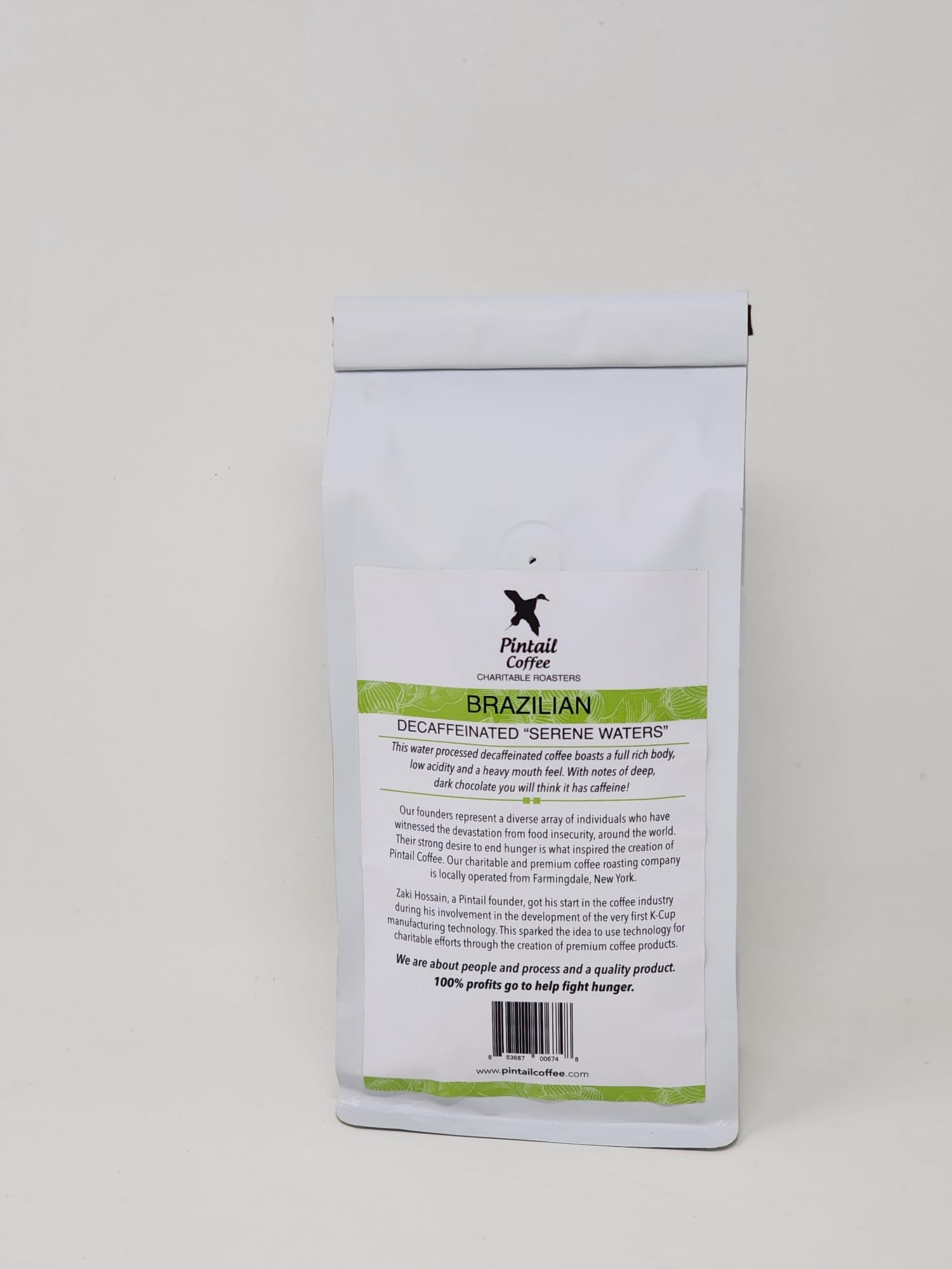 Pintail Coffee - Brazilian "Serene Waters" Decaffeinated Whole Bean Coffee, 12oz bag