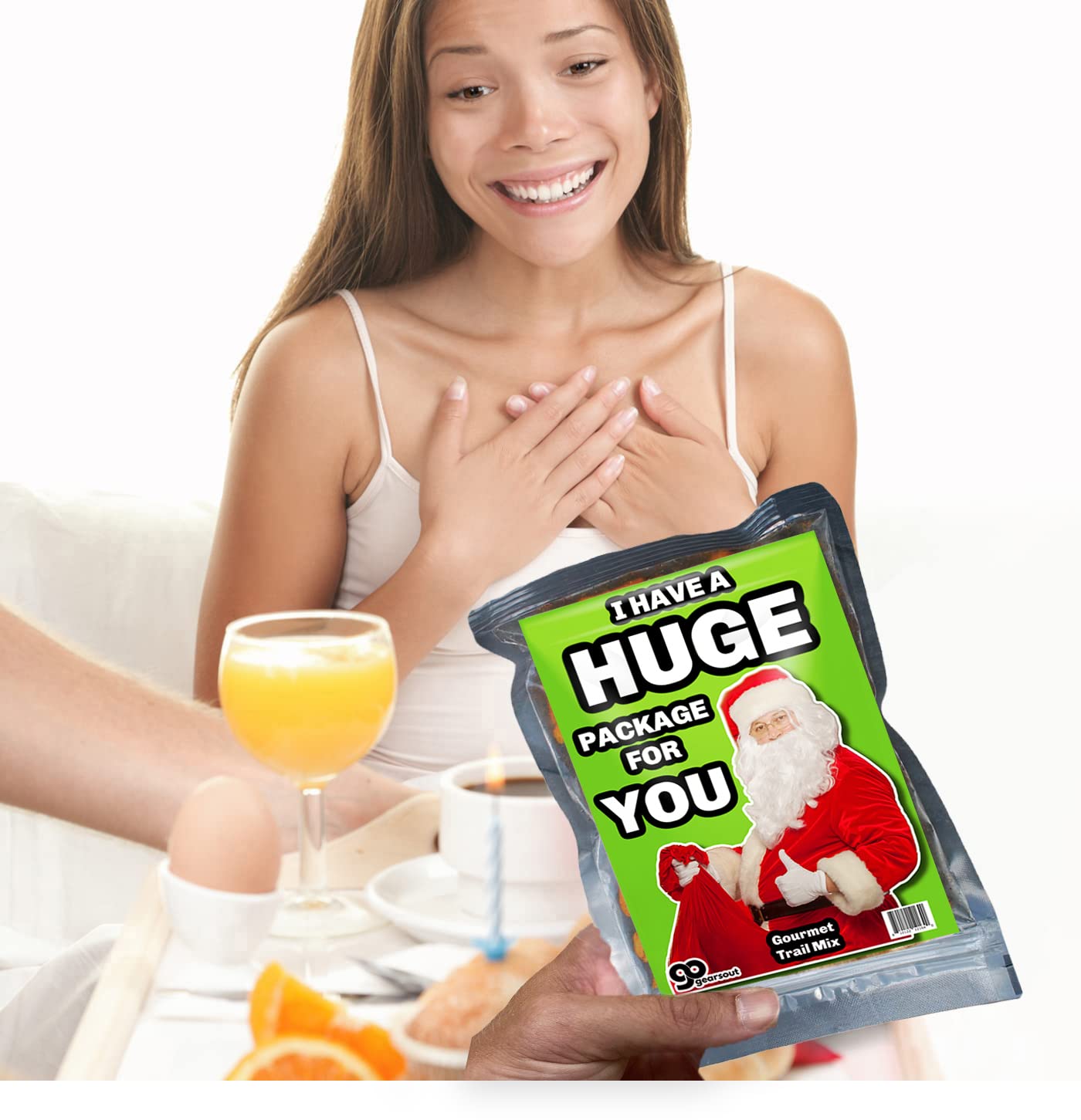 Have a Huge Package Trail Mix - Funny Food Gift for Women - Naughty Santa Claus Gag Gift for Friends - Spicy Gourmet Snacks - Stocking Stuffers