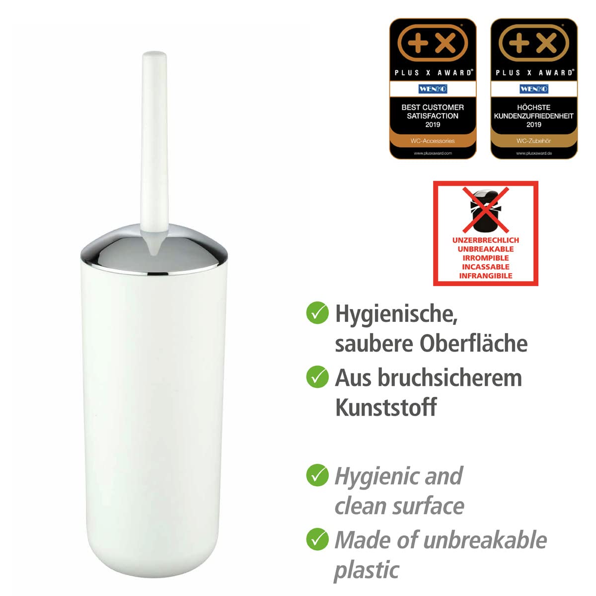 WENKO Brasil Toilet Brush Set, White