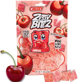 Cherry Zesty Bitez - Sour Candy Belts - Vegan Candy Strips, Super Sour Gummies - Mouth Puckering Sweet Candies for Adults & Kids - Resealable Pouch