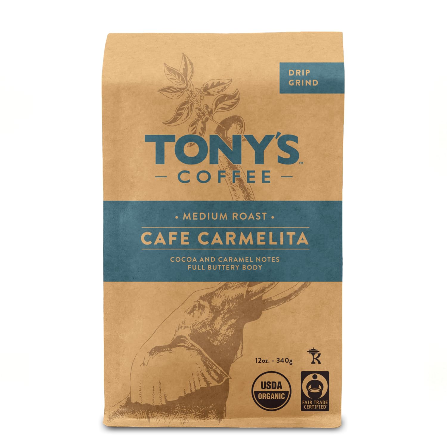 TONYS COFFEE Organic Cafe Carmelita Coffee, 12 OZ