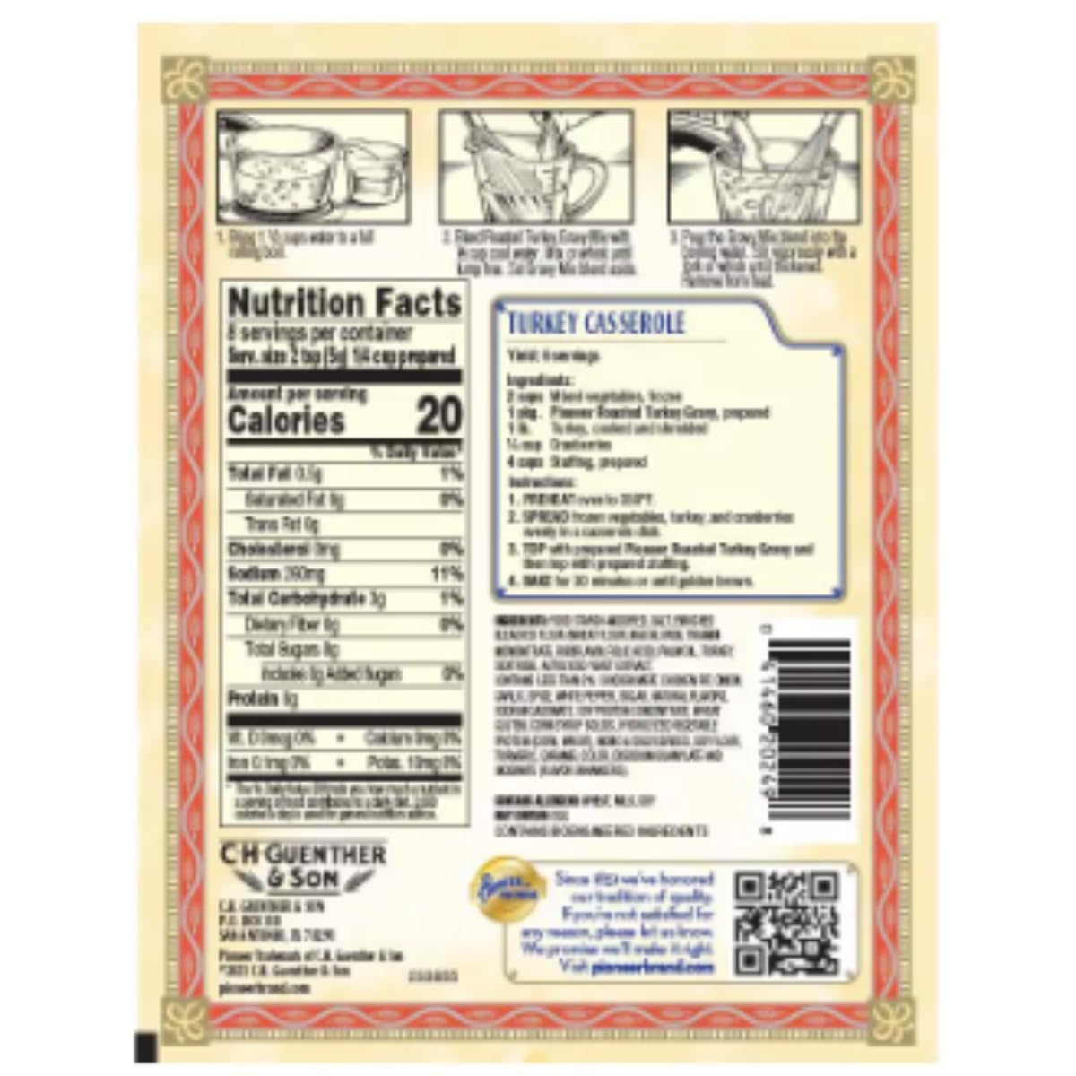 Pack of 4, Pioneer Brand Roasted Turkey Gravy Mix, 1.41 oz each
