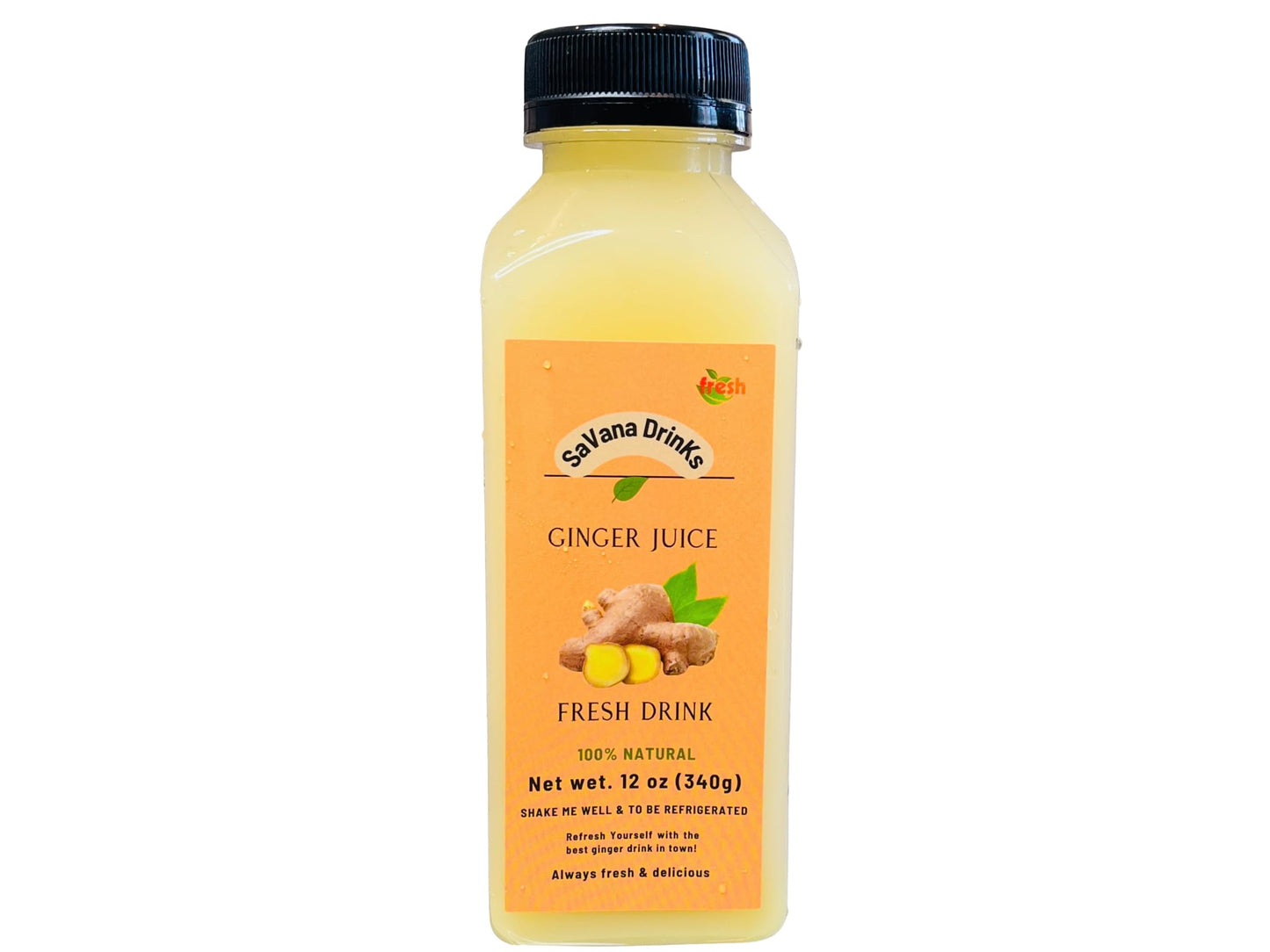 SaVana DrinKs Ginger Juice, 12 oz (15?Pack) - Natural Ginger Wellness Drink with Pineapple & Lemon for Immunity, Energy & Gut Support