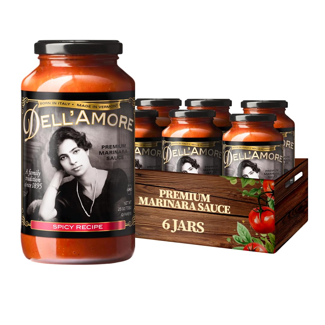 Dell'Amore Premium Marinara Sauce, Homemade Pasta Sauce Low Sodium - No Added Sugar - Vegan - Family Recipe with Fresh Ingredients - Spicy Marinara