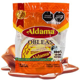ALDAMA Medium Obleas Mediana Wafer Milk Candy - 8.81 oz | Creamy Mexican Oblea Cookies with Dulce de Leche Filling (1-Pack)