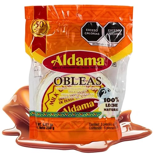 ALDAMA Medium Obleas Mediana Wafer Milk Candy - 8.81 oz | Creamy Mexican Oblea Cookies with Dulce de Leche Filling (1-Pack)