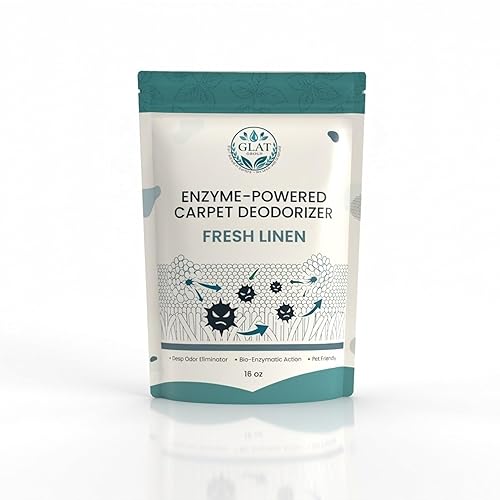 GLAT Group Enzyme-Powered Carpet Deodorizer (Powder) - Fresh Linen | Natural Pet Odor Eliminator | Bio-Enzymatic Formula, Premium Performance, Eco