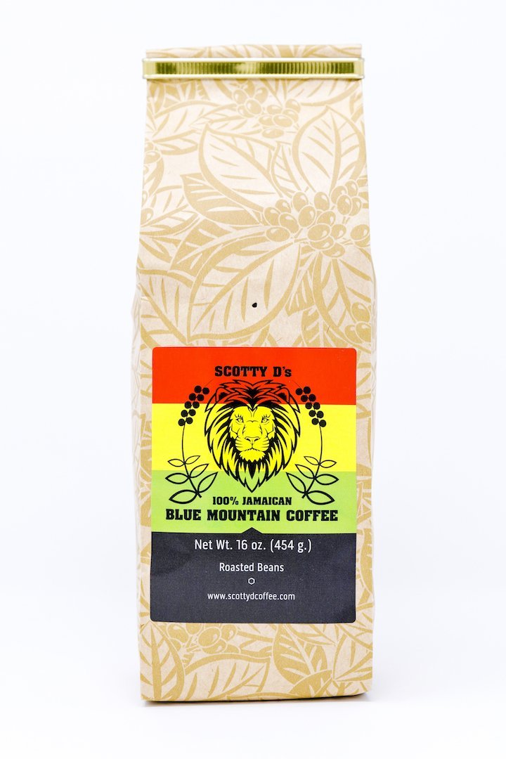 Scotty D's Jamaican Coffee 100% Blue Mountain Coffee-16 oz. (Medium Roast)(Whole Bean)