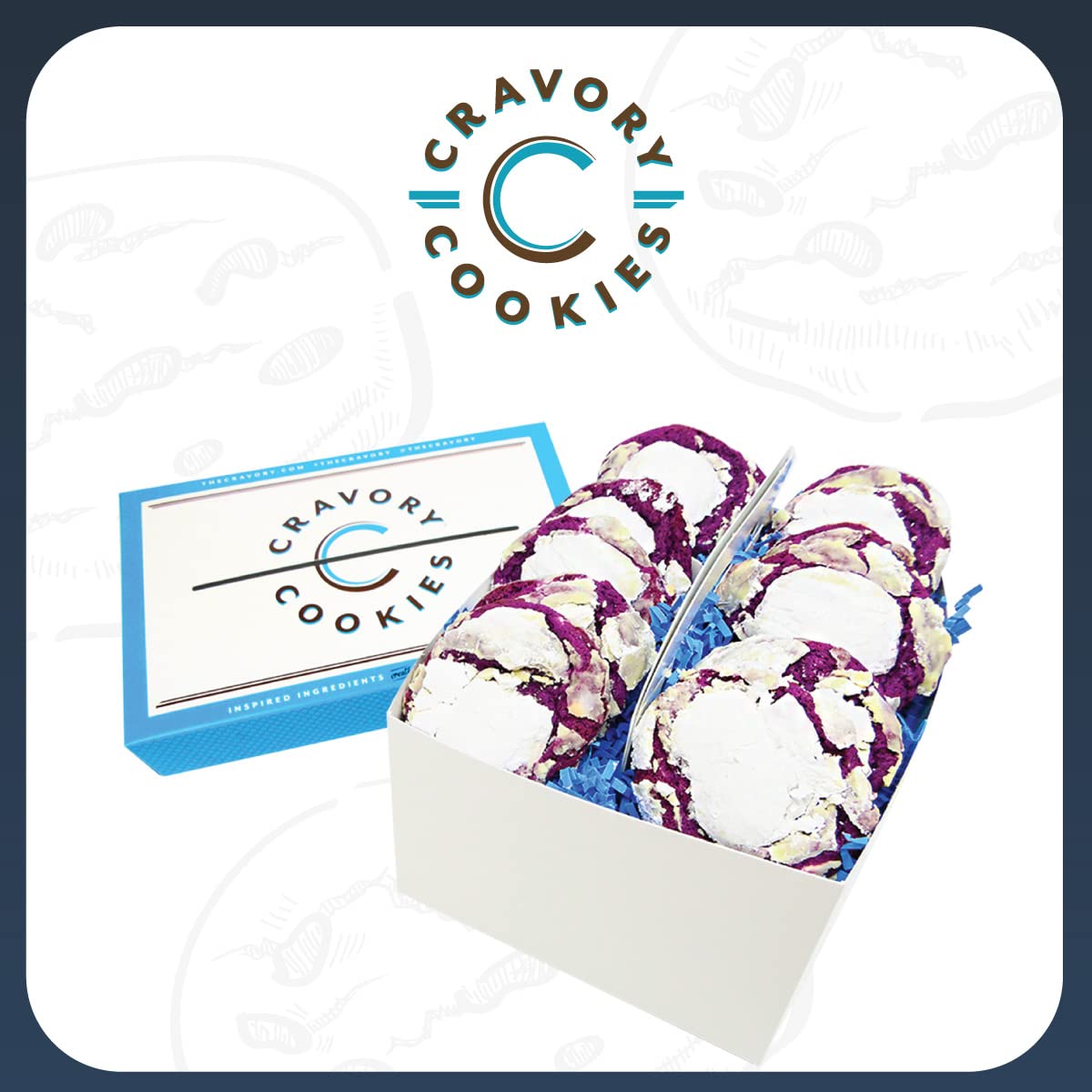 The Cravory: Ube Cookies - 12 cookies, 2.0 oz. each - Individually Wrapped - Baked Fresh - Gourmet Dessert, Snack or Baked Goods - Limited Edition