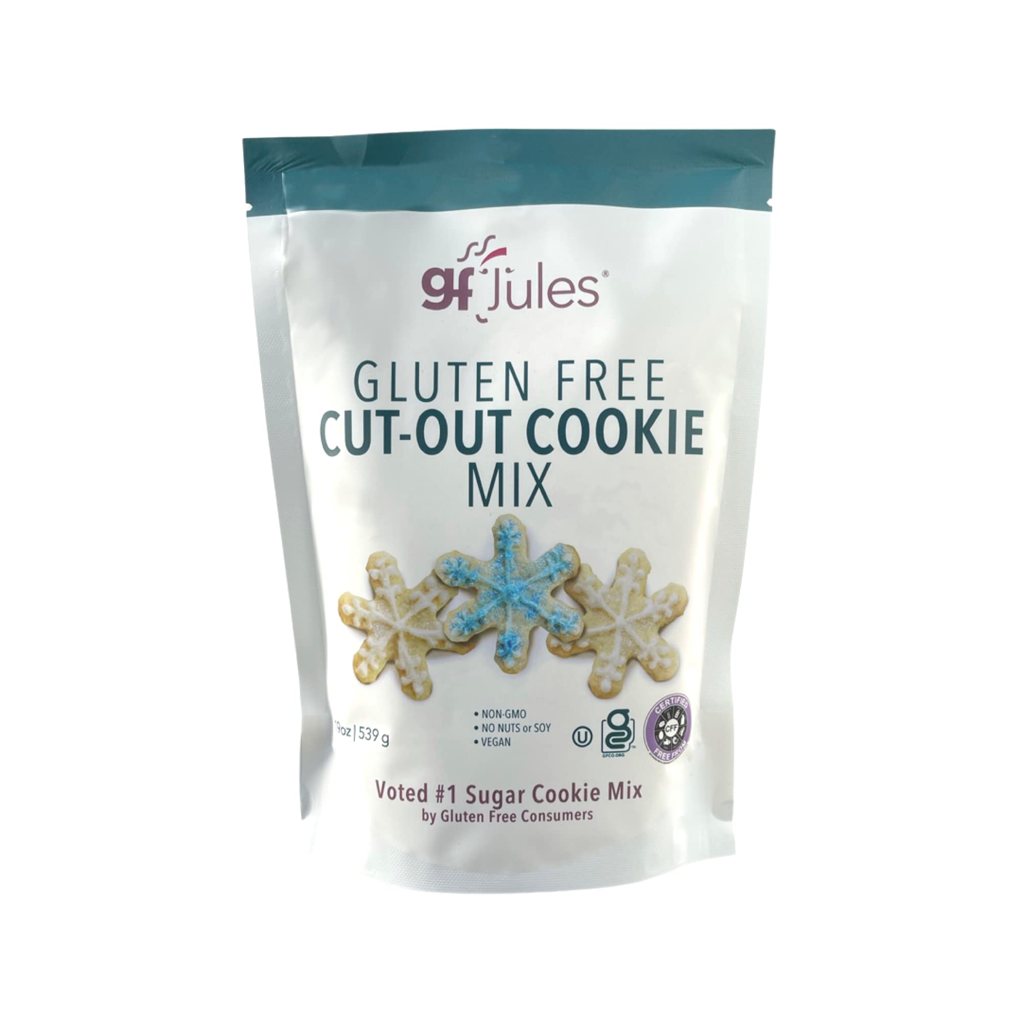 gfJules Certified Gluten Free Cut Out Cookie Baking Mix | No Grit, Non-GMO, Vegan | Certified Top 9 Allergen-Free & Kosher | Make 36 Sugar Cookies | 19 Ounces
