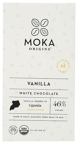 Moka Origins Organic Vanilla White Chocolate Bar, 2.4 OZ