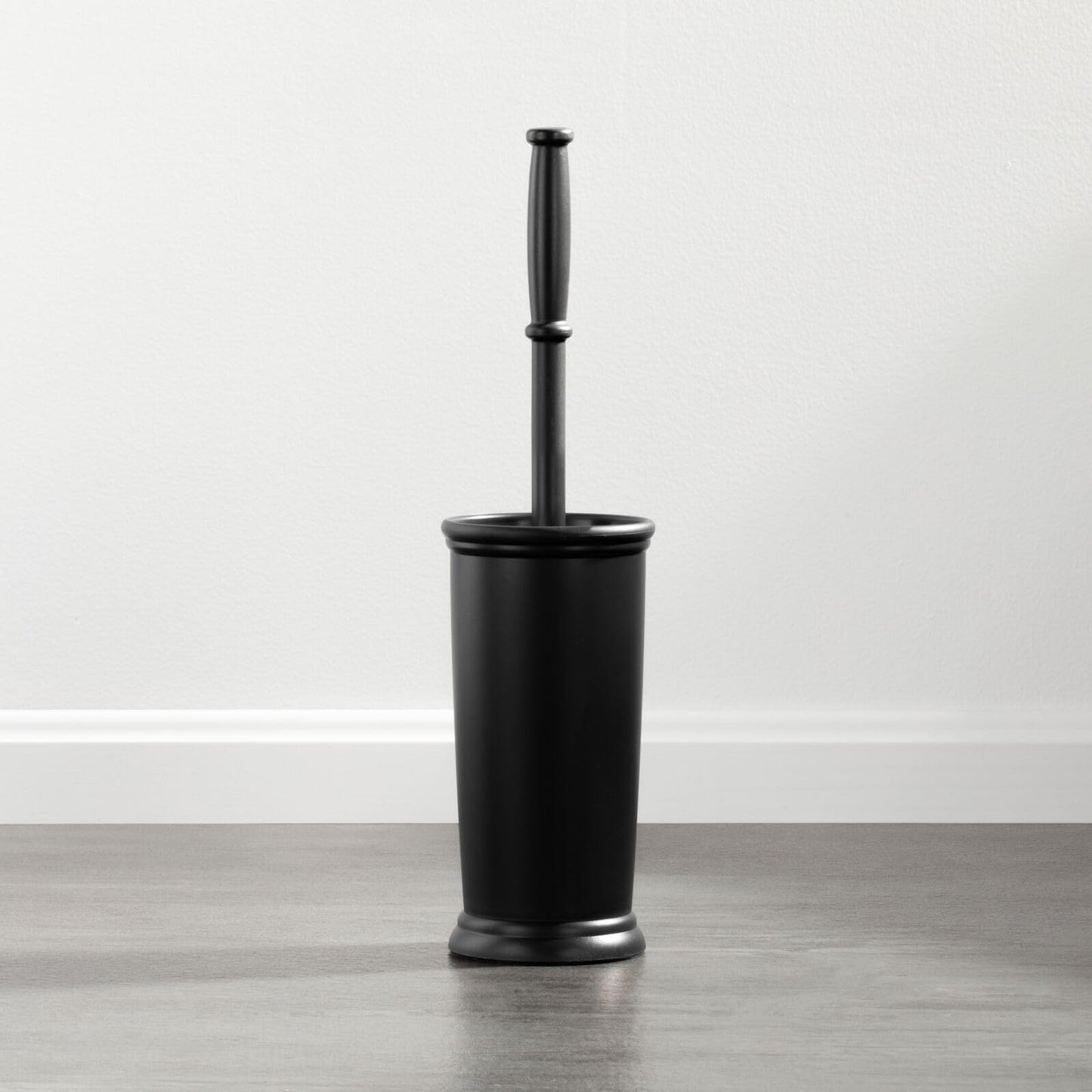 mDesign Toilet Bowl Brush and Holder - Covered Bathroom Toilet Brush - Standing Toilet Bowl Scrubber in Modern Holder - Compact, Space Saving, Deep