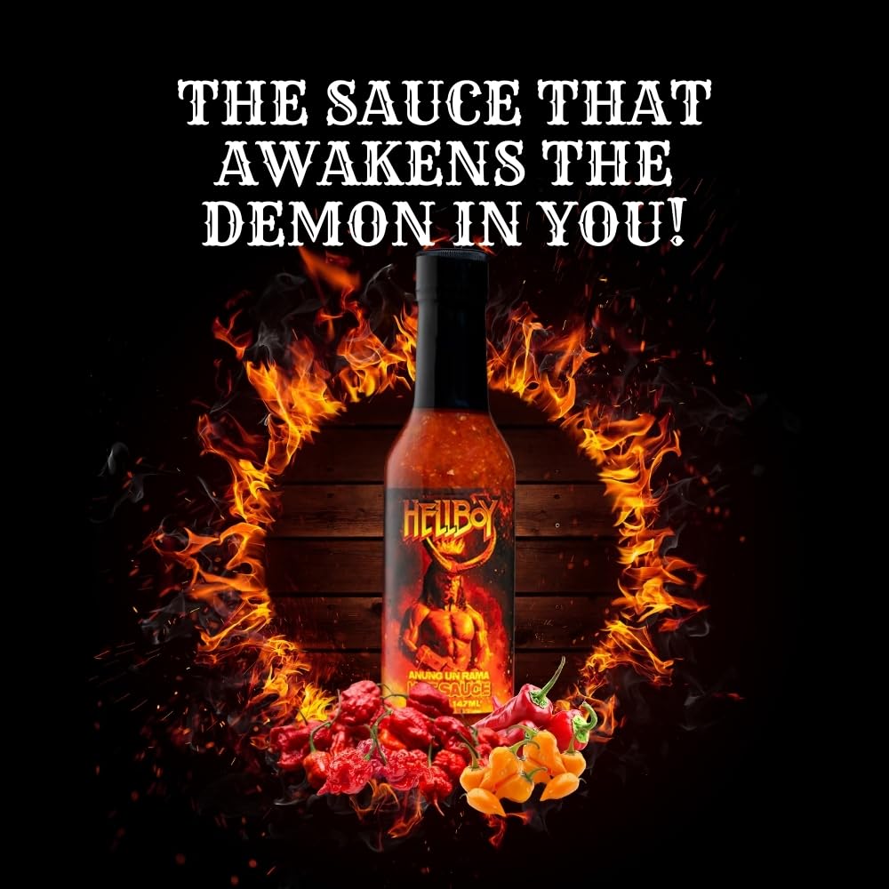 HELLBOY ANUNG UN RAMA Hot Sauce, Officially Licensed Hellboy 2019 Movie Hot Sauce “Anung un Rama." This is the stuff Demons are raised on! A Hellish