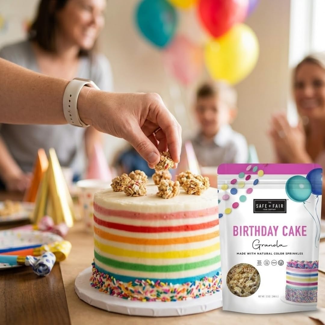 Safe And Fair Food Company Granola Birthday Cake 12 oz - Granola Mix - Organic Cereal - Kind Granola-Cereal Alternative