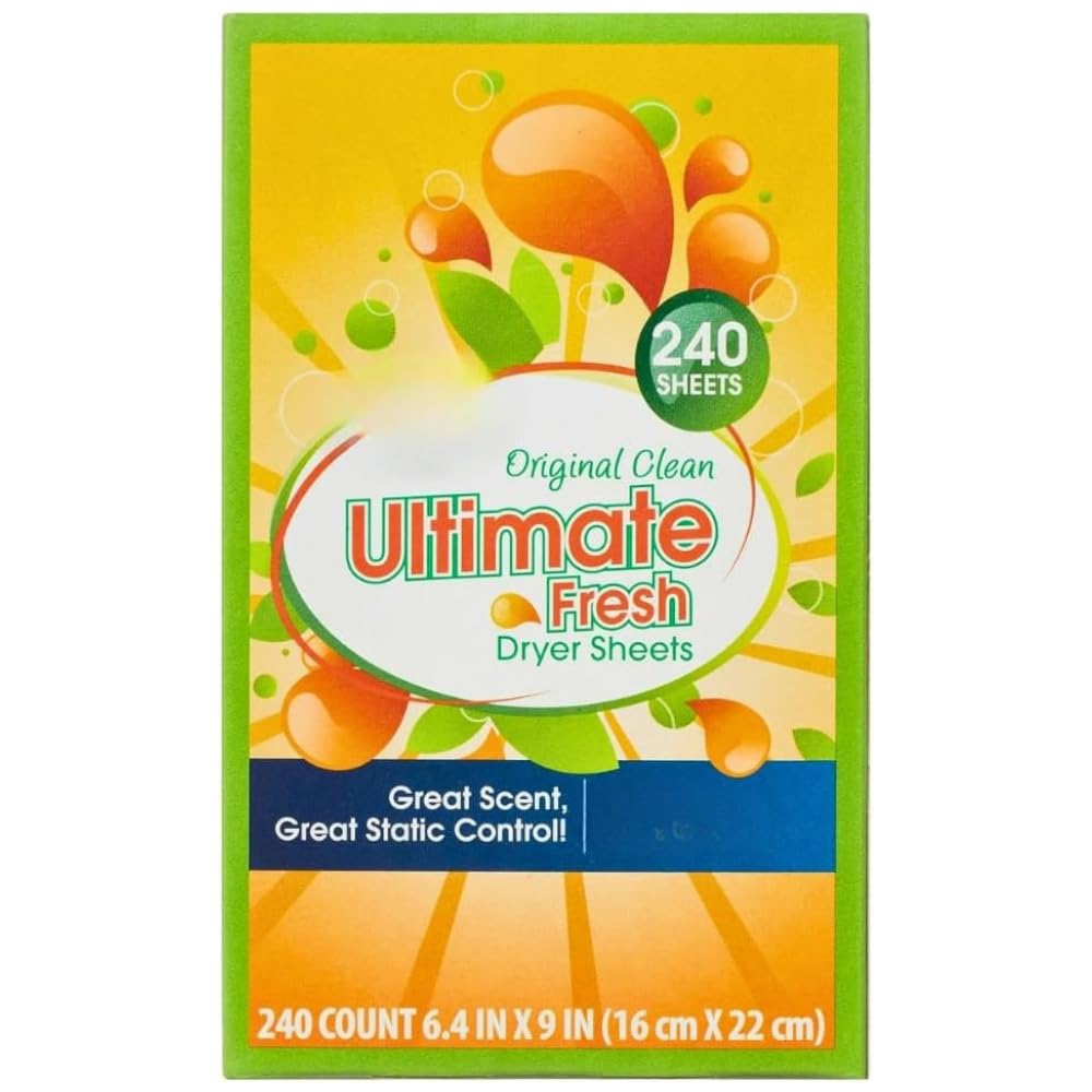 Ultimate Fresh Dryer Sheets, Original Clean Scent, Great Static Control, 240 Count, 6.4 x 9 In