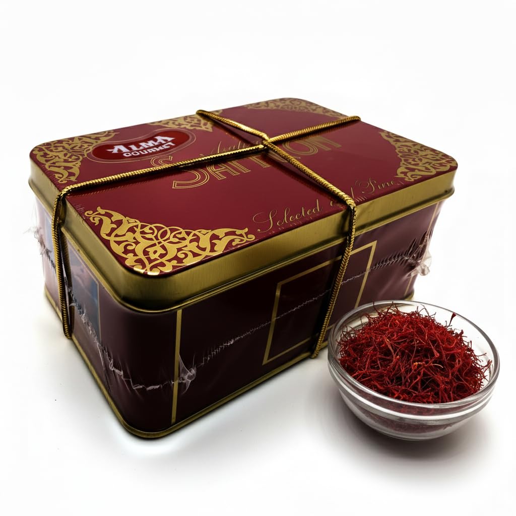 Alma Gourmet Spanish Saffron Threads 1 oz (28g) - 100% Pure Saffron Spice from Spain, Premium Cooking Seasoning with Natural Saffron Strands