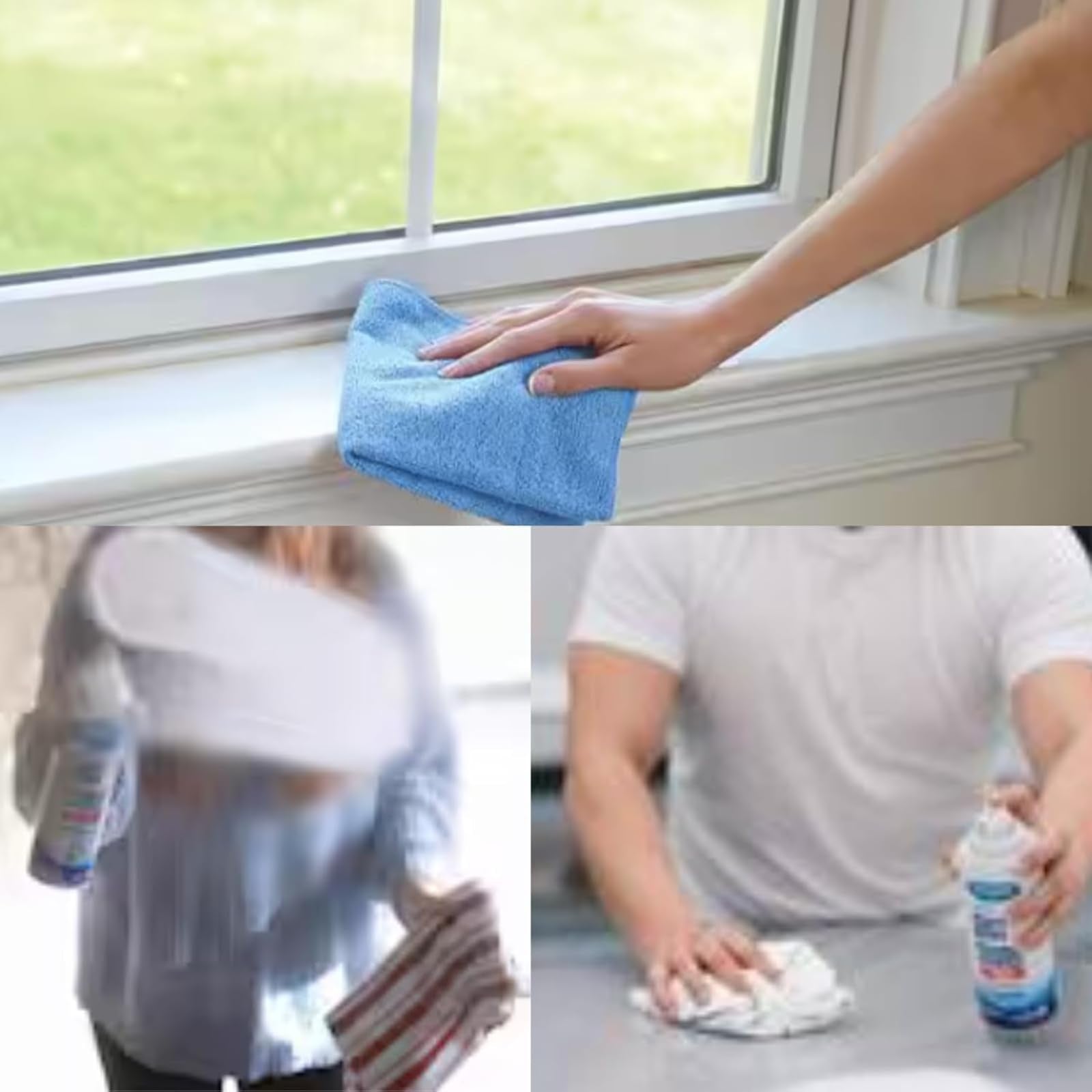 Nour Nutri Health Pack (3 bottles) Glass Cleaner Foam Action Cleaner 23 oz each, with 2 Microfiber Cleaning Cloth