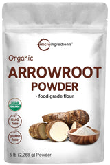 Organic Arrowroot Powder (Flour), 5lb (80oz) | Premium Source from Arrowroot Plants | Unflavored Thickening Agent for Cooking & Baking | Substitute