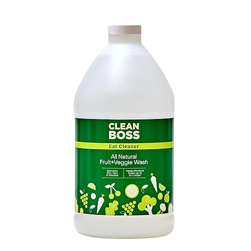 CleanBoss Eat Cleaner Triple-Action Fruit + Veggie Wash Refill - 64 oz - Removes Harmful Residue - Keeps Produce Fresh Up to 5X Longer - Vegan, Gluten