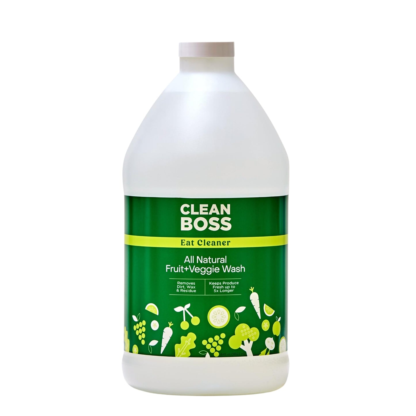 CleanBoss Eat Cleaner Triple-Action Fruit + Veggie Wash Refill - 64 oz - Removes Harmful Residue - Keeps Produce Fresh Up to 5X Longer - Vegan, Gluten