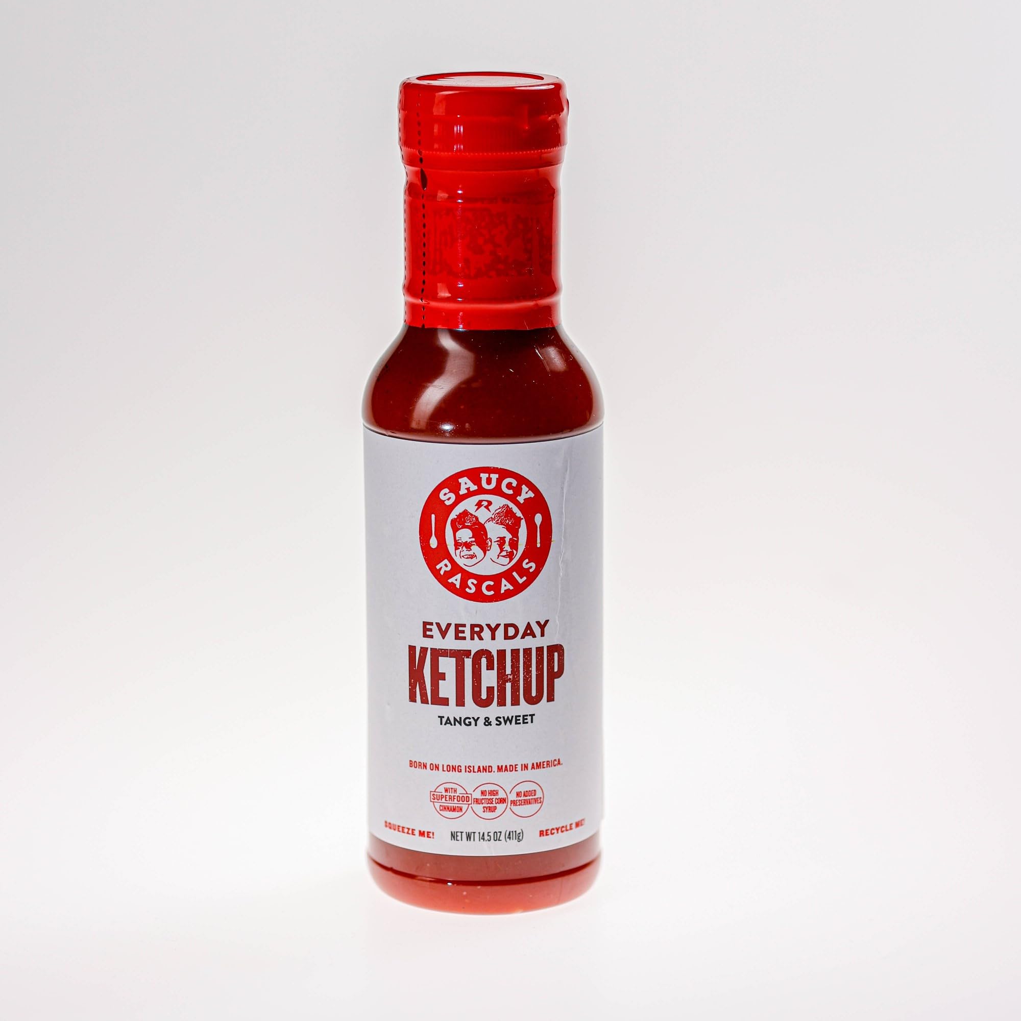 Saucy Rascals Everyday Ketchup - Tangy & Sweet. Born on Long Island and Made in America. No high fructose corn syrup. Bright tomato flavor, tangy