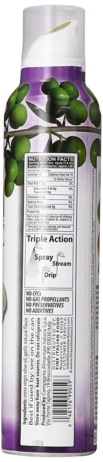 Mantova Extra Virgin Olive Oil Spray Garlic Flavored 8 oz. Spray Bottle - Manage Oil Amount - Great For Salads & Cooking (F?ur ???k)