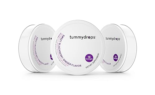Organic Sweet Blackberry Ginger Tummydrops (Pack of 3 Tins). Gluten Free & Vegan. 54 Individually Wrapped Organic Ginger Lozenges.