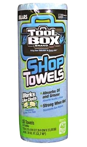 Sellars ToolBox Z400 Blue Shop Towel Recycled Disposable 54400, 11" L x 9.4" W, (1 Roll of 55 Sheets)