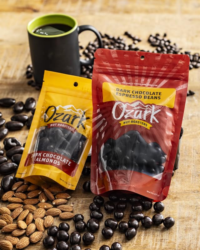 OZARK NUT ROASTERS, Dark Chocolate Espresso Beans, Coffee-Flavored Snacks, World-Class Gourmet Dark Chocolate Coffee Beans, 14 oz, Pack of 1