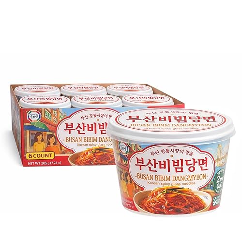 Surasang Spicy Bibim Dangmyeon Glass Noodles - Korean Sweet Potato Instant Noodles with Spicy Sauce, Gluten-Free Dangmyun, Ready in 5 Minutes