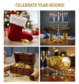 Large Chocolate Gold Coins, 32-Pack, Milk Chocolate Candy, 1.5 Inch Half Dollar Size, Gold Foil, Individually Wrapped Party Favors For Holidays, Candy