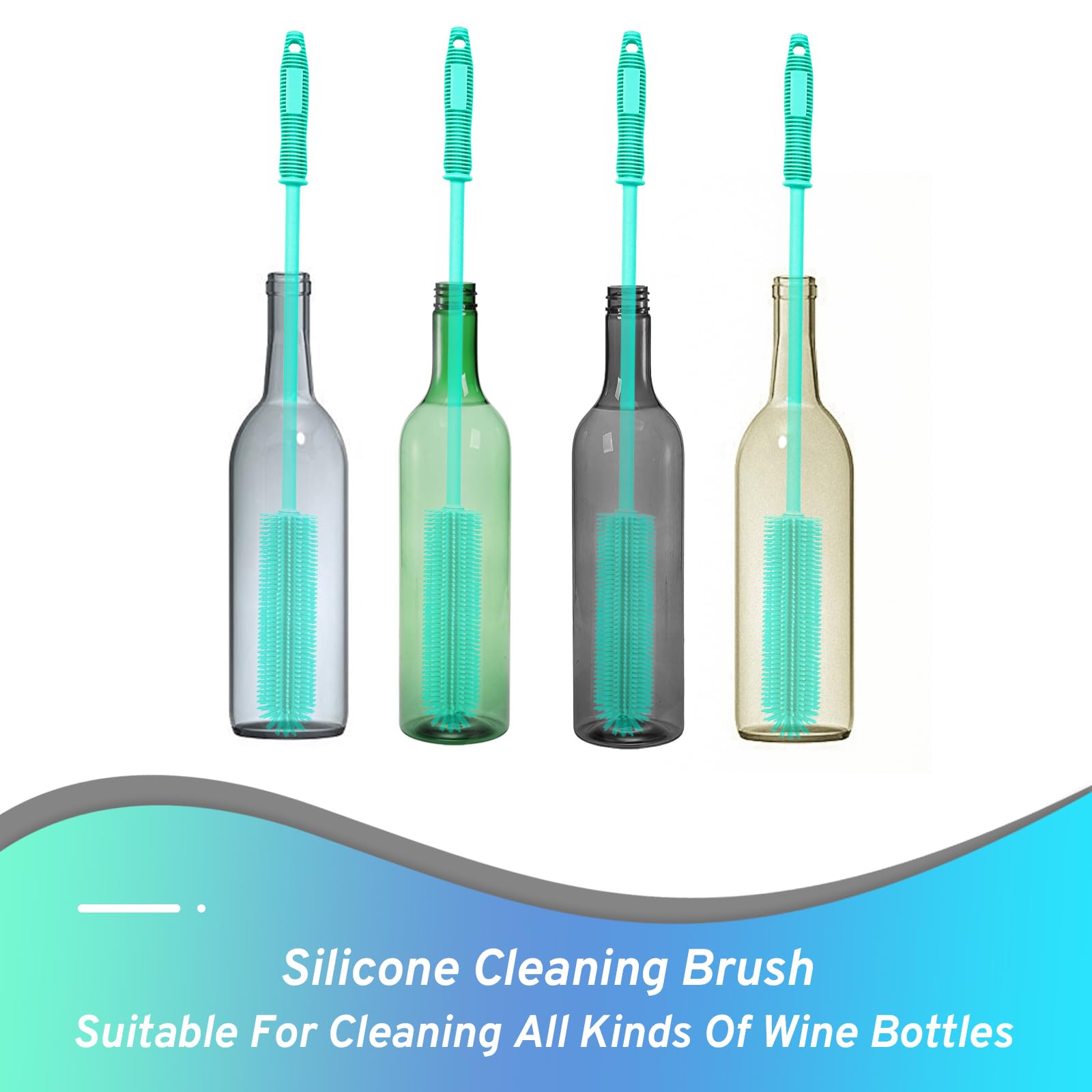 Silicone Water Bottle Brush and Straw Cleaner Set,Long Bottle Brush,Straw Cleaning Brush Silicone,Long Handle Scrub Cleaning Brush for Narrow Neck