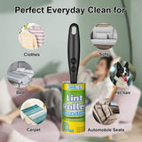 COMMEMA Lint Rollers for Pet Hair Extra Sticky, Pet Hair Remover Set Brush for Dog & Cat Hair Removal, Clothes, Furniture, 2 Handles with 4 Refills