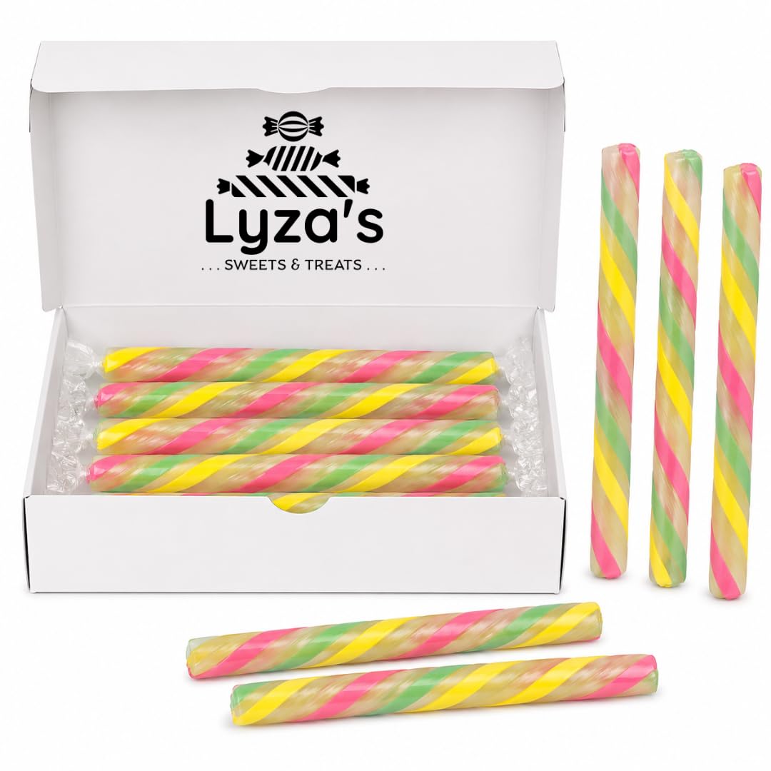 Old Fashioned Candy Sticks - Pack of 10 - Tutti Frutti - Individually Wrapped 5 in. Sticks - One 10 Count Box