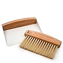 A&J Koti Table Crumb Sweeper - Small Mini Metal Dustpan and Hand Brush Combo Set - Wood Crumber for Servers, Restaurants, Home and Kitchen - Crumb