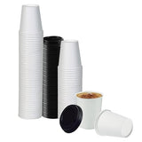 Smygoods White Disposable Paper Coffee Cups with Lids (12 OZ, 25 Count) For Hot Beverages, Tea, Espresso, Cocoa - To Go Drink Containers, Café