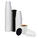 Smygoods White Disposable Paper Coffee Cups with Lids (12 OZ, 25 Count) For Hot Beverages, Tea, Espresso, Cocoa - To Go Drink Containers, Café