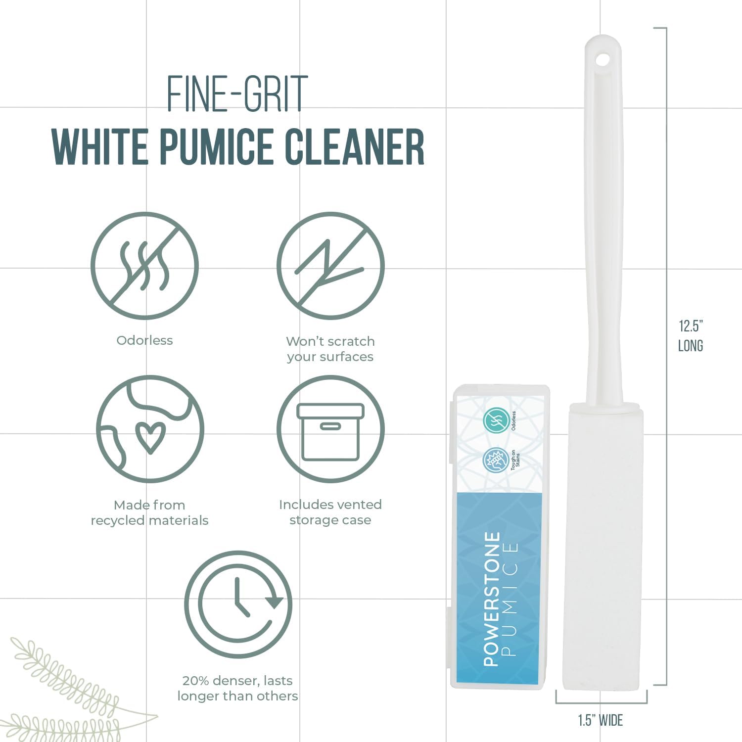 Powerstone Pumice Stone Toilet Bowl Cleaner with Extra Long Handle - 2 Pack | 3'' Longer Handle | Remove Hard Water Stains, Rings & Limescale from