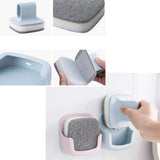 Sipliv Dishwashing Pot Brush with Grip Wall-Mounted Reusable Scrubber Scrub Sponge with 3 Refill Replacement Brush for Housework & Kitchen Clean