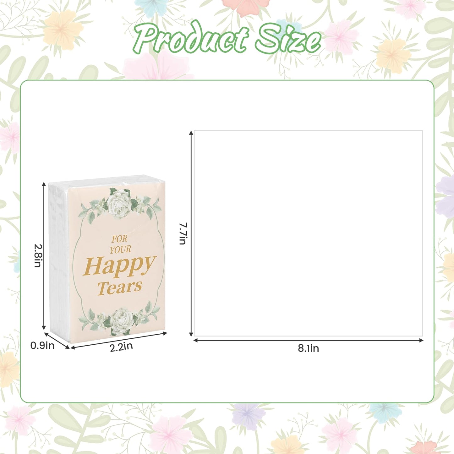 100 Packs Happy Tears Tissues for Wedding,3 Ply Wedding Tissues for Wedding Favors,Bulk Individual Tissues Packs for Wedding Welcome Bag