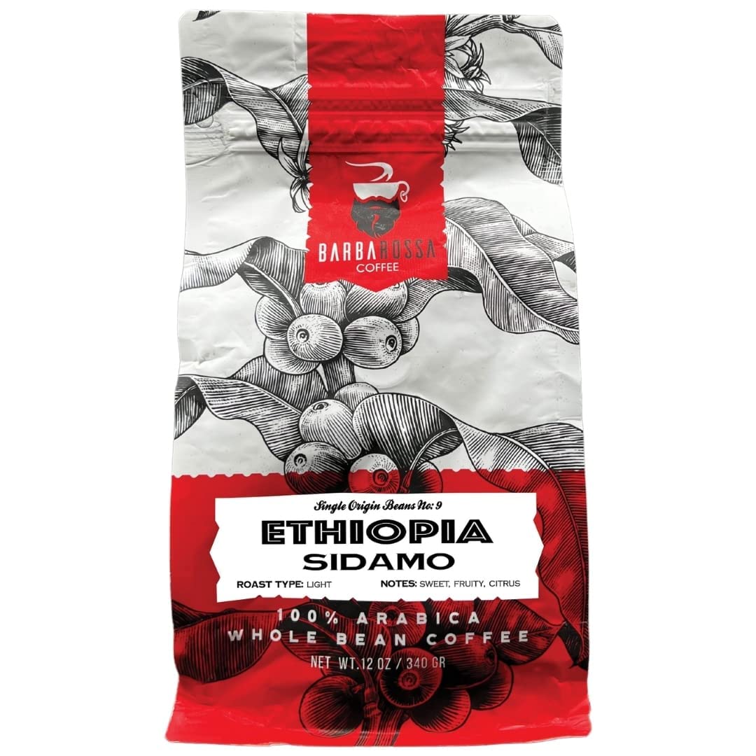 Barbarossa Ethiopian Sidamo Coffee -Natural Premium Quality Handcrafted - Light Roasted - Low Acidity Sweet Fruity Aroma Whole Beans | 2019