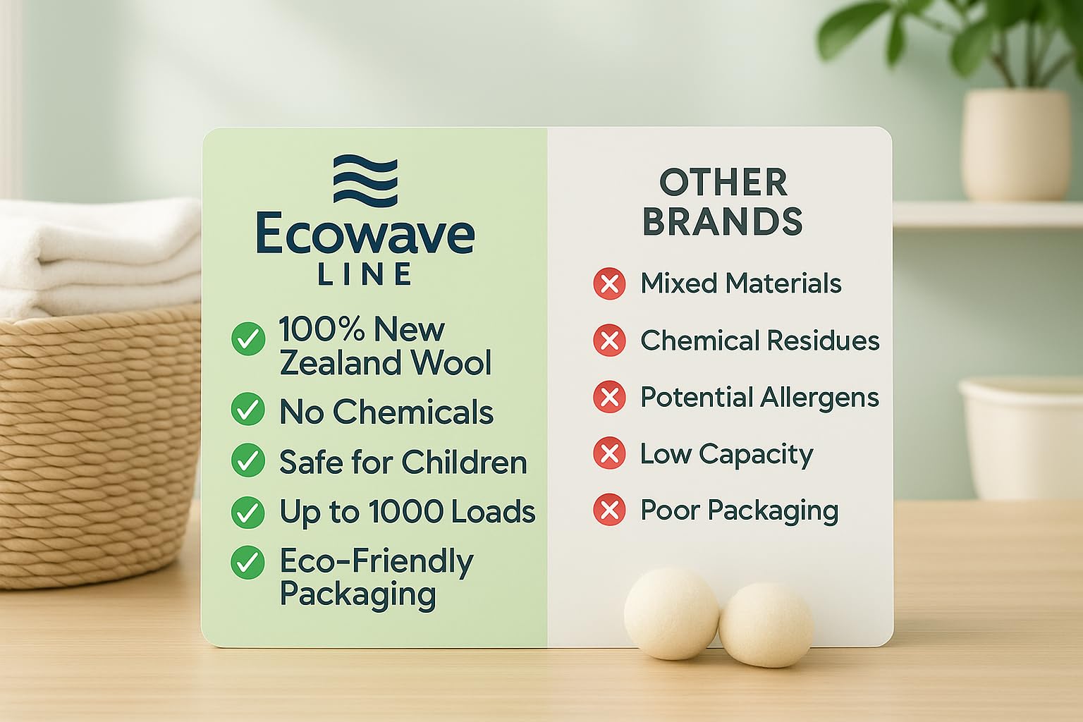 Wool Dryer Balls - 4XL Pack + 2 Essential Oils - 100% Pure New Zealand Wool - Eco-Friendly Fabric Softener