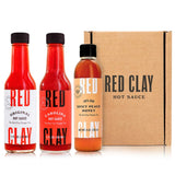 Red Clay All-Star Variety Pack - Spicy Peach Hot Honey, Original Hot Sauce & Carolina Hot Sauce - Gluten Free - Chef-Crafted - Ships in Red Clay Gift
