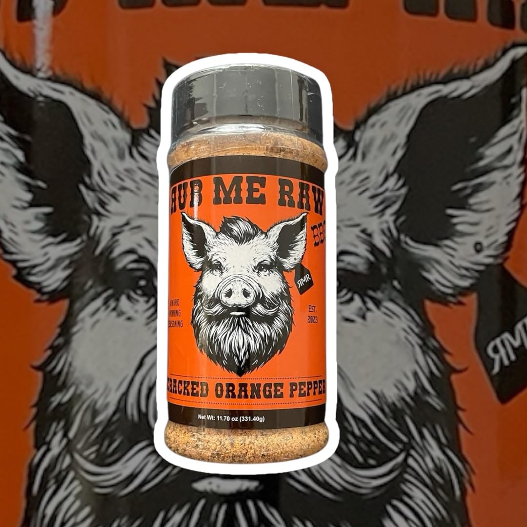 Rub Me Raw Cracked Orange Pepper Seasoning, Steak, Fish, Beef, Chicken, Shrimp, Jerky and More, Replace Lemon Pepper with a Flavor Explosion, No MSG