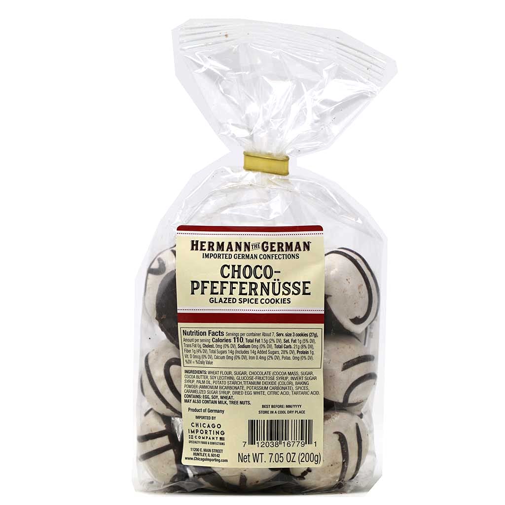 Hermann the German Glazed Pfeffernusse Cookies with Dark Chocolate, 7.05oz (Pack of 4), Made in Germany