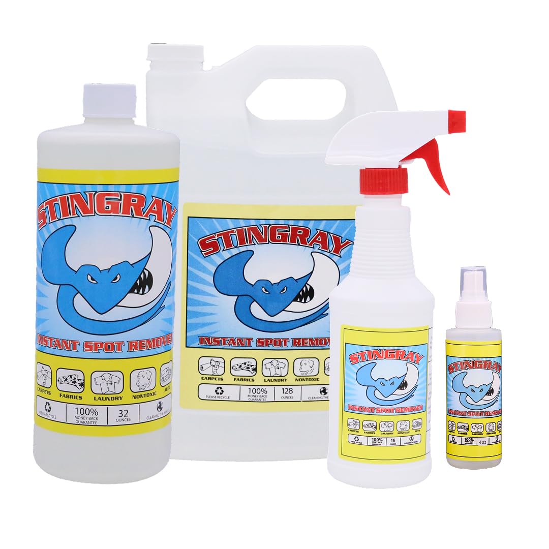 STINGRAY SPOT REMOVER Combo Kit Includes 1 Gallon, 32 Fl Oz, 16 Fl Oz, 4 Fl Oz, Singles | Advanced, Eco-Friendly Multi Surface Stain Removal